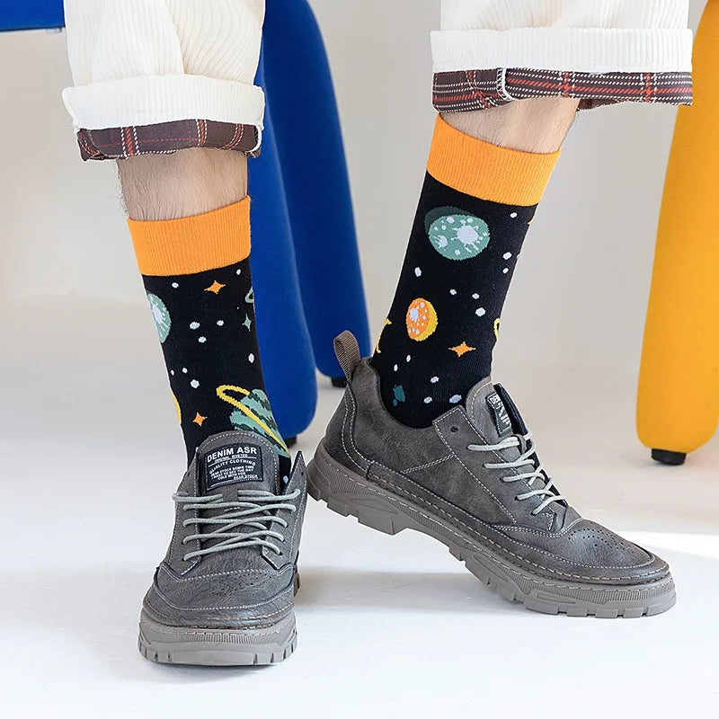 1pair PLUS SIZE 41-46 Combed Cotton Fashion Hip Hop Man woman Socks Harajuku  fruit Skateboard animal Happy Socks Funny Sokken