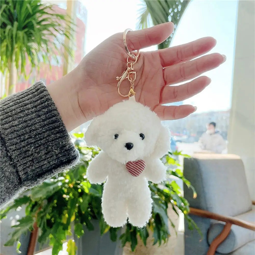 11cm Kawaii Mini Cute Bear Rabbit Dog Plush Keychain Toys Soft Cotton Key Chain Toy for Girls and Kids