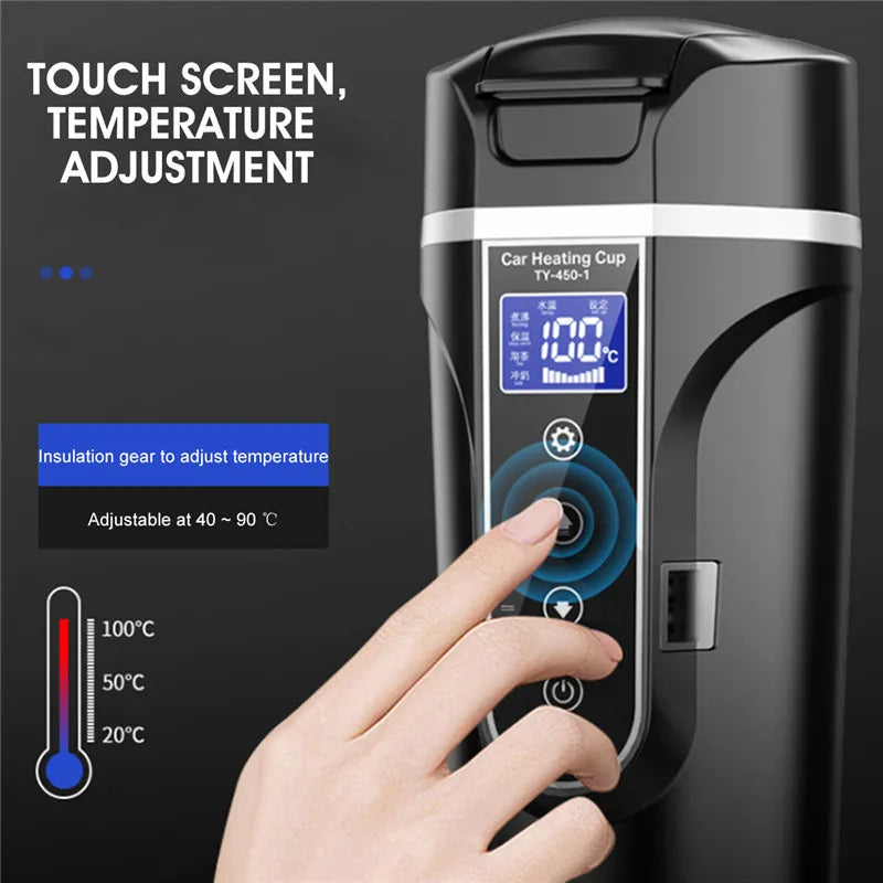 Digital Thermal Bottle Stanley Original Cup Car Heating Electric Kettle Stainless Smart Temperature Control Touch 12V 24V 70W