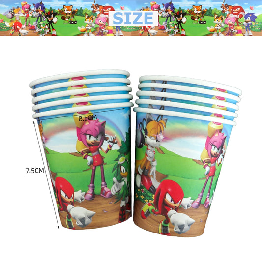 Sonic Party Decoration Birthday Tableware Kit Children Happy Party Sonic the Hedgehog Cake Topper Customize Backdrop Balloons