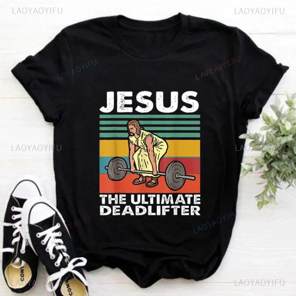 2024 Jesus Is King Letter Print Women Tee Christian Faith Hope Love Harajuku T Shirts Religion O-neck Casual Tops Streetwears