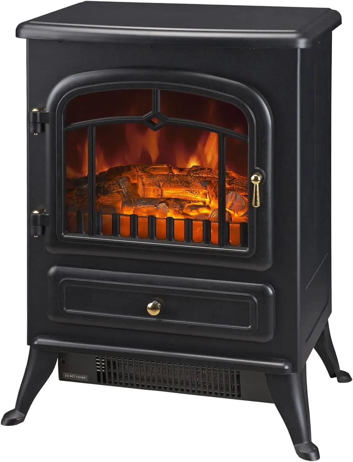 22" Electric Fireplace Heater, Freestanding Fire Place Stove with Realistic LED Flames and Logs, and Overheating