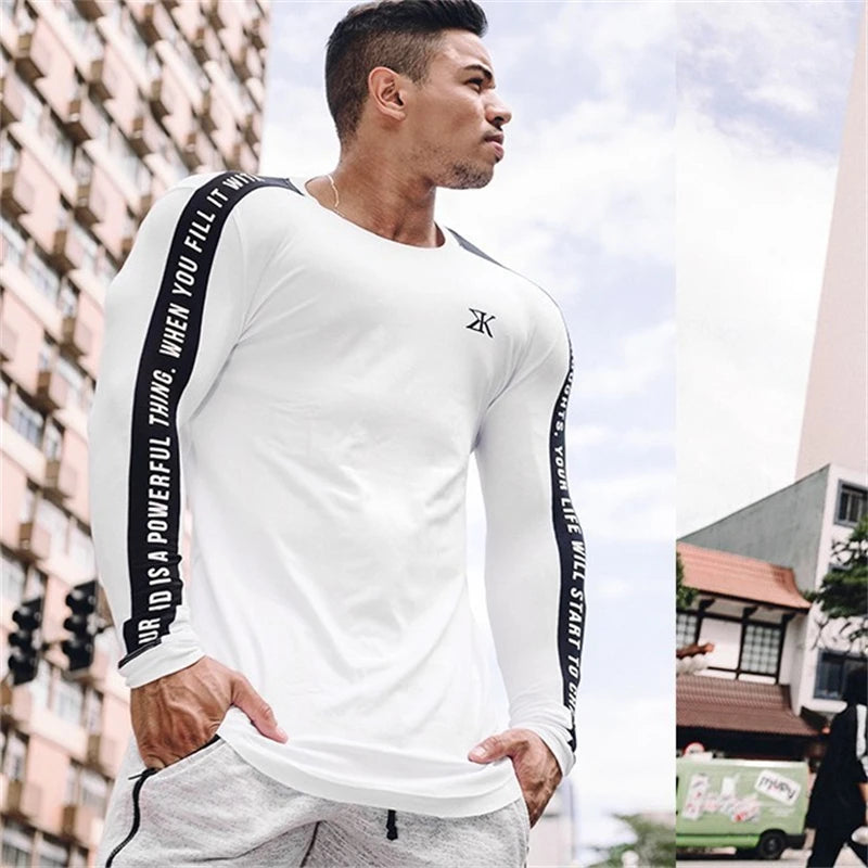 Men Running Sport Shirts Gym Fitness Muscle Comfortable Long sleeve t shirt Male Jogging Training Tee Tops Sportswear Clothing