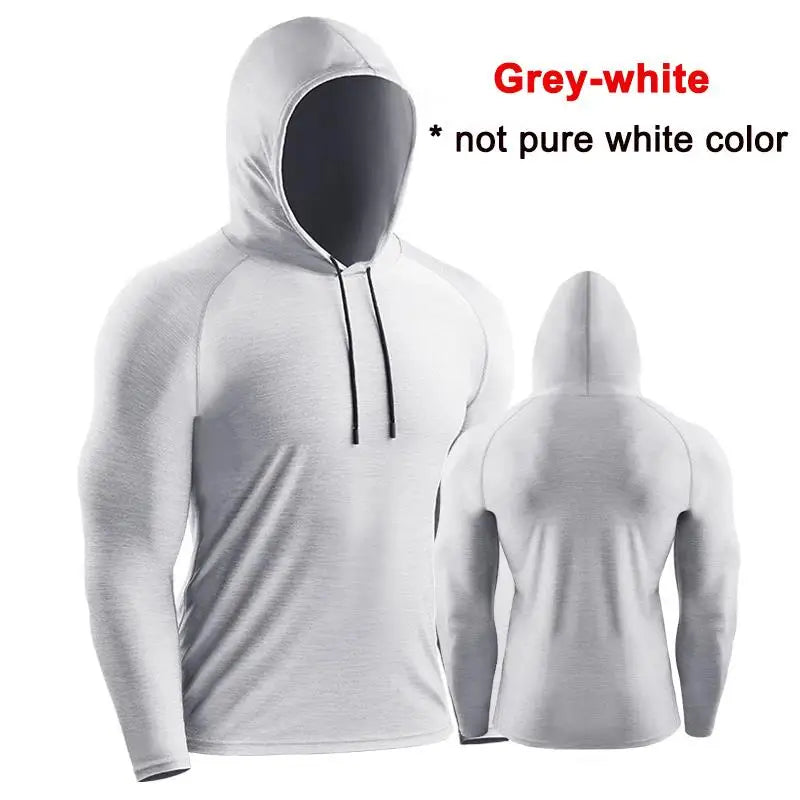 Men's Hoodies Compressed Running Shirts Quick Dry Gym Clothing T-shirt Workout Sportswer Bodybuilding Rashguards Male Solid Tops