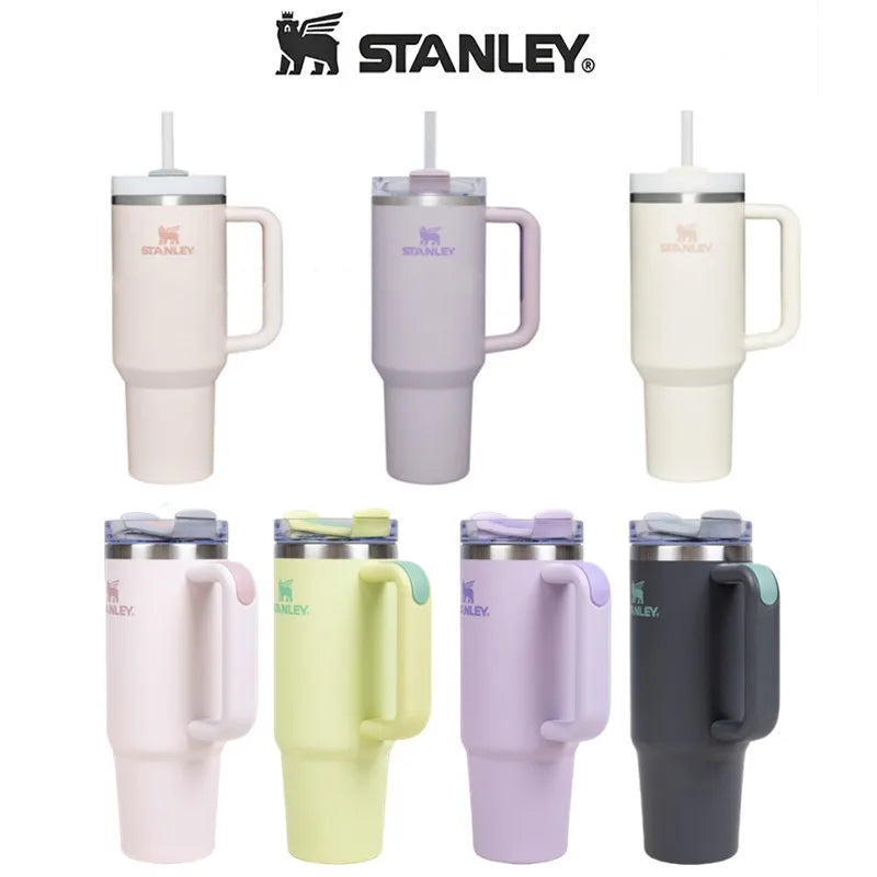 Stanley Tumbler with Handle Straw Lid Stainless Steel 30oz/40oz Vacuum Insulated Car Mug Double Wall Thermal Iced Travel Cup