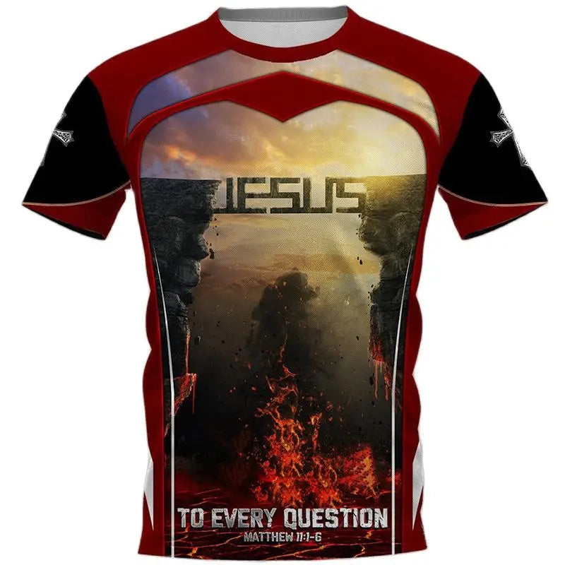 Men's Vintage Tshirt 3d Christian Jesus Printed T-shirt Harajuku Streetwear Men Clothing Oversized Blouse Tee Prayer Tops