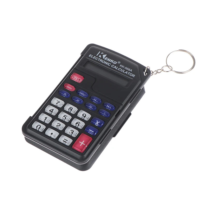 Protable Digit Calculator Pocket Size Mini Plastic 8 digits Electronic Mini Calculator Keychain Office Supplies