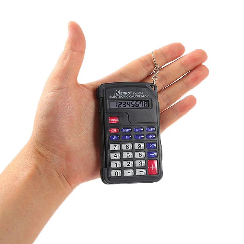 Protable Digit Calculator Pocket Size Mini Plastic 8 digits Electronic Mini Calculator Keychain Office Supplies