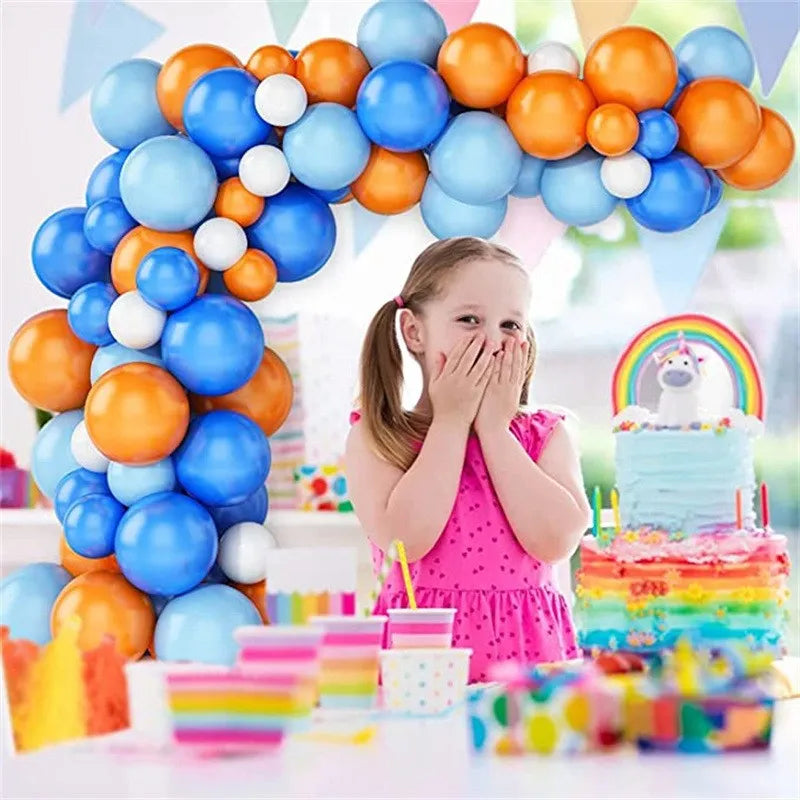 93pcs Blue Orange Balloon Garland Arch Kit for Baby Baptism Shower Birthday Wedding Bachelor Party Decoration