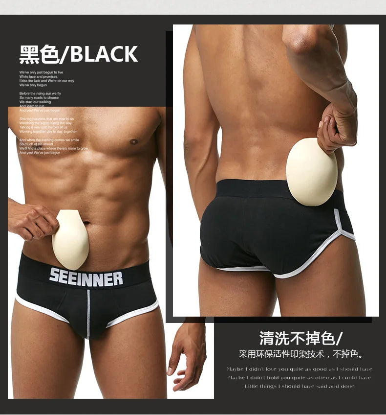 Youth U Convex Pouch Underwear for Young Men Comb Cotton Front Cushion Back Cushion Hip Cover Cup Solid Color Brief Boy Lingerie