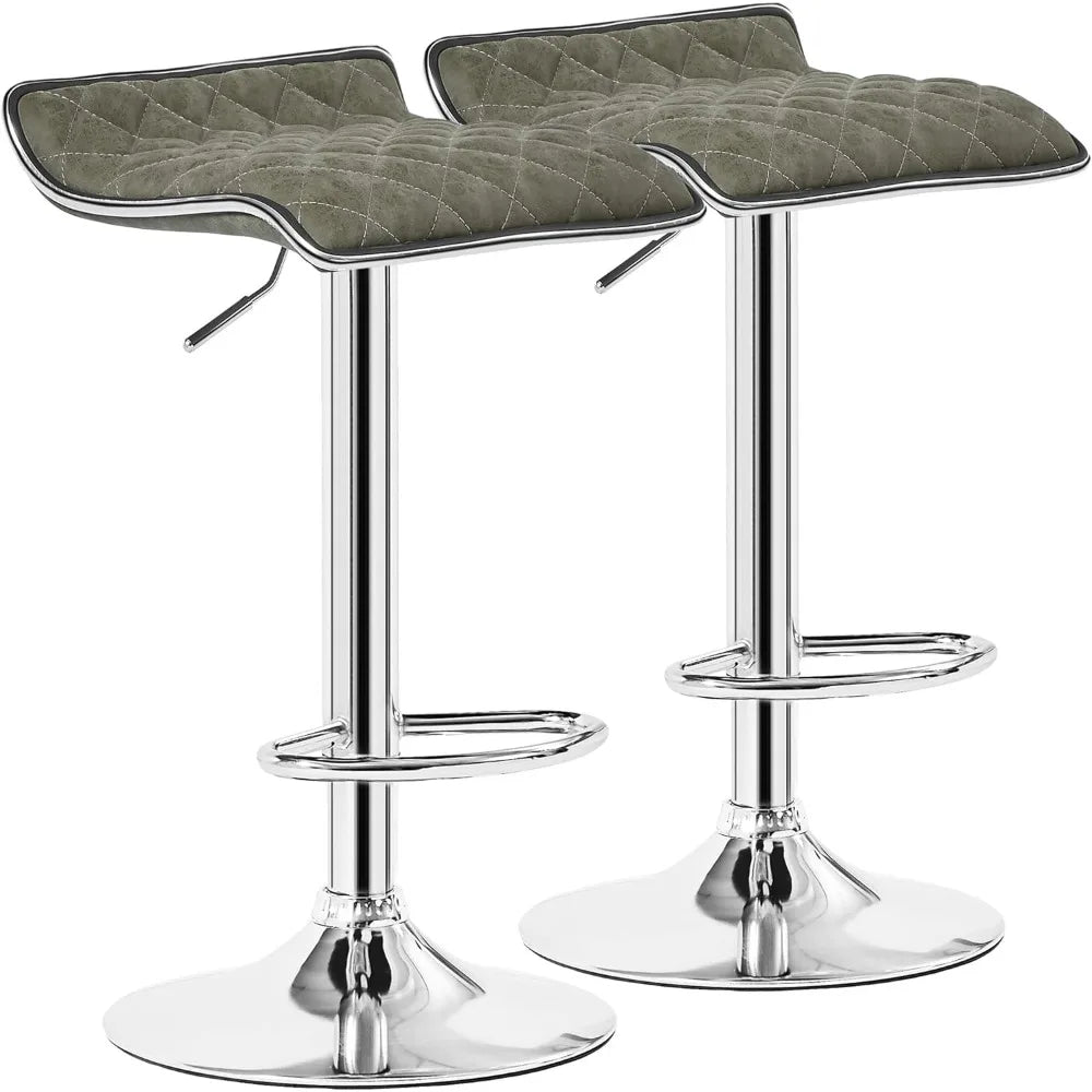 VECELO Adjustable Bar Stools Set of 2, Bar Height Stools for Kitchen Counter,White