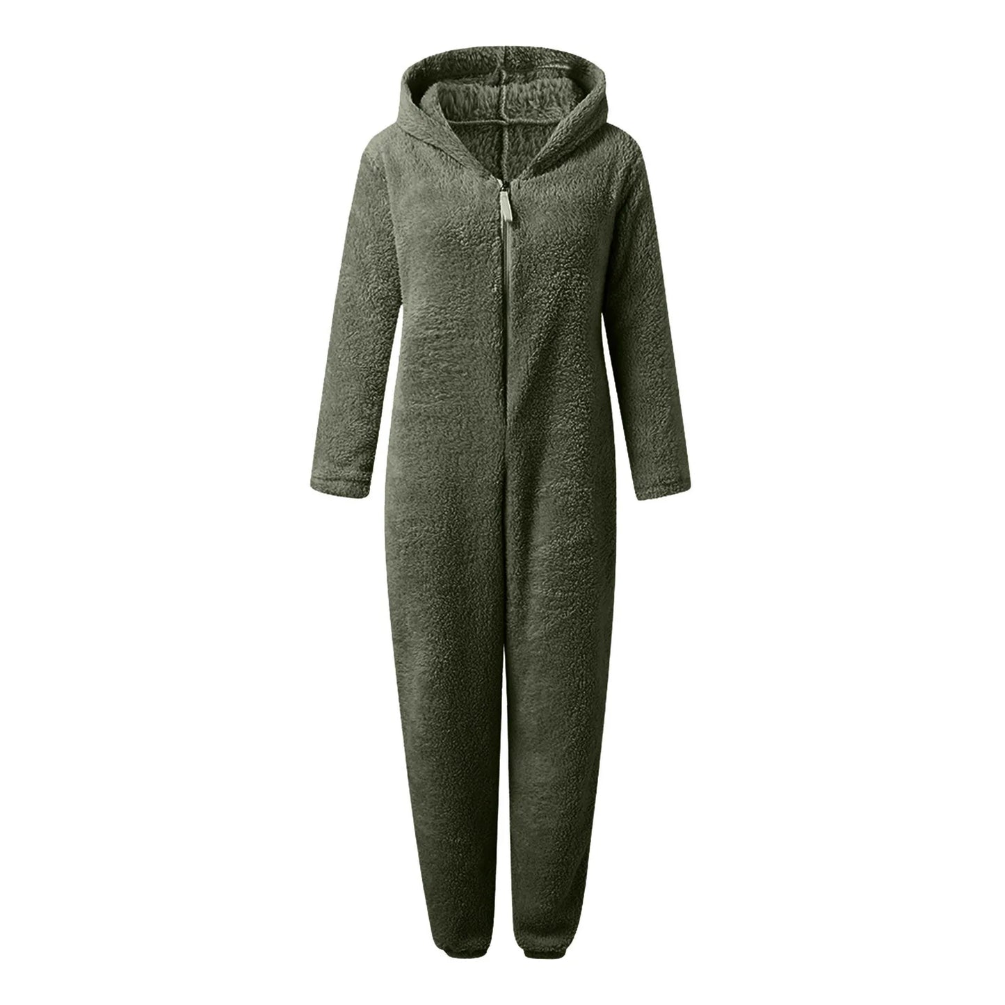 Winter Warm Pyjamas Women Onesies Fluffy Fleece Jumpsuit Sleepwear Overall Hood Sets Overall Plus Size Hood Adult Warmer Overcot