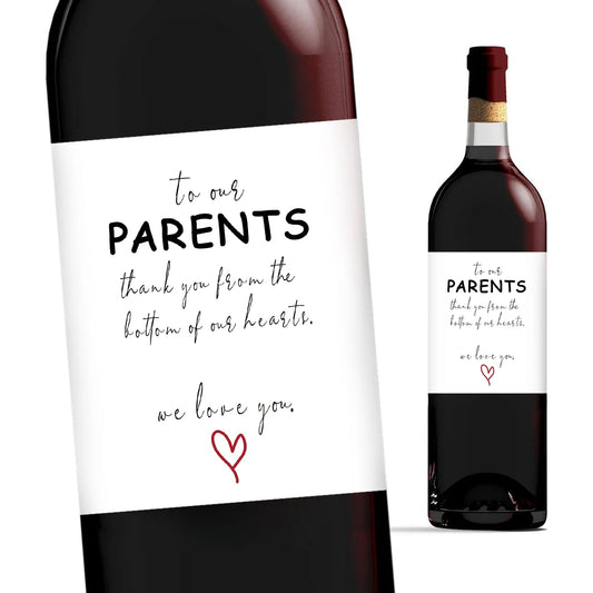 4PCS Thank Parents Wine Bottle Labels Surprise Gift For Parents Wine Stickers Decor Party Unique Meaningful Stickers Labels