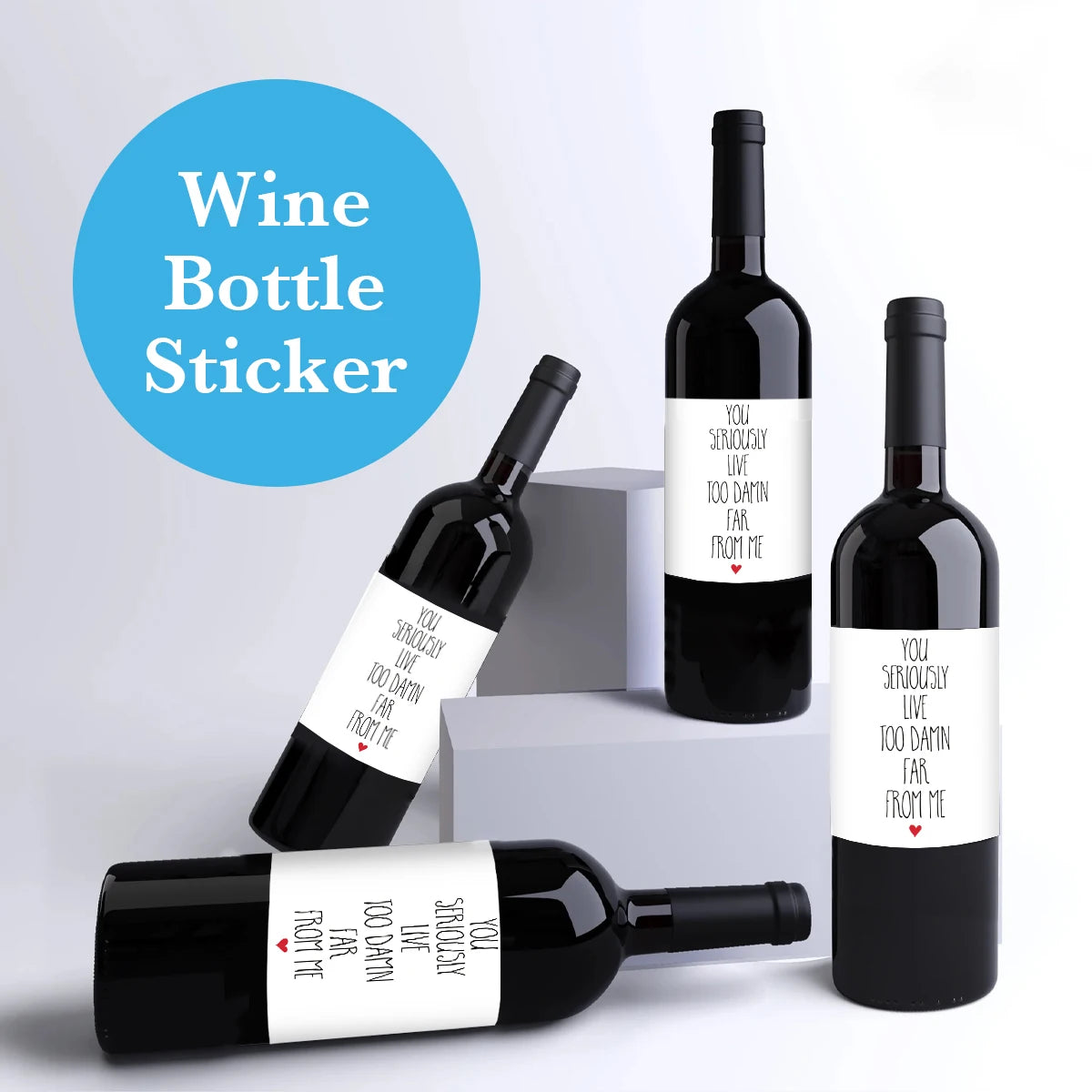 4pcs Funny Long Distance Wine Bottle Labels Funny Miss You Wine Stickers for Him Her Humorous Think of You Wine Decal for Friend