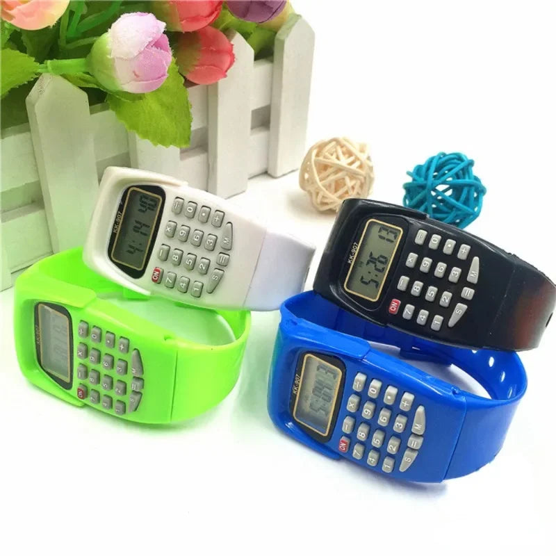 2 in 1 Fashion Digital Student Exam Special Calculator Watch Children Electronic Watch Time Calculator New Watch Mini Calculator