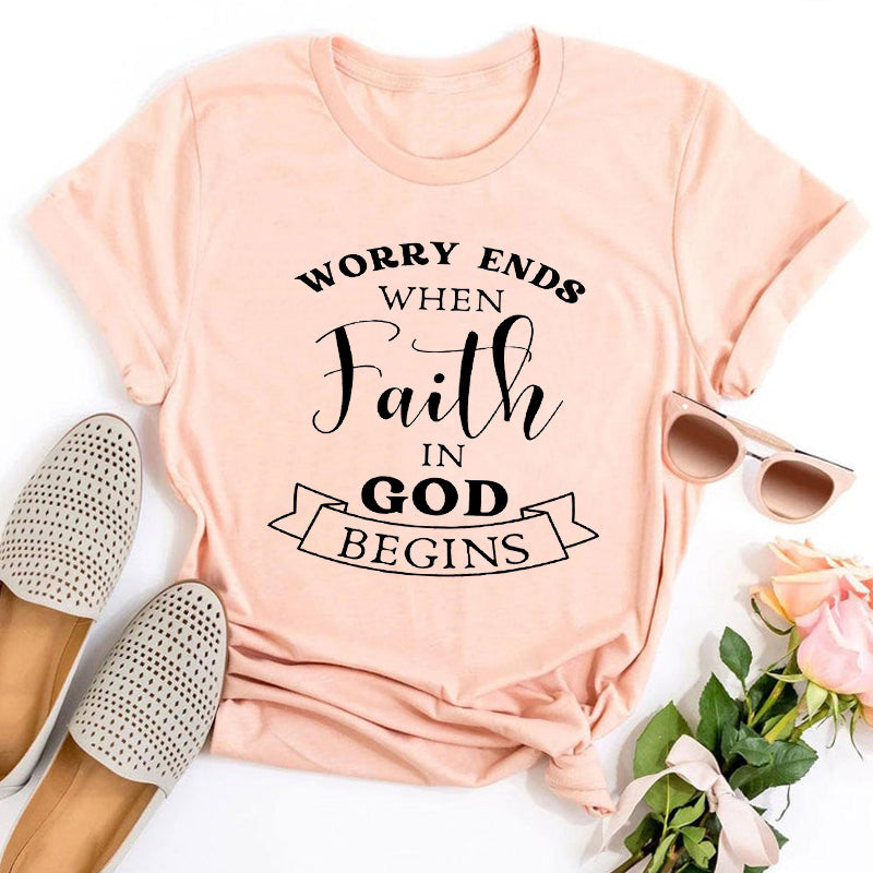 Faith T-Shirt Church Shirt God Vintage Clothes Christian Shirts Bible Shirt Inspirational Tops Kawaii Religion Shirt