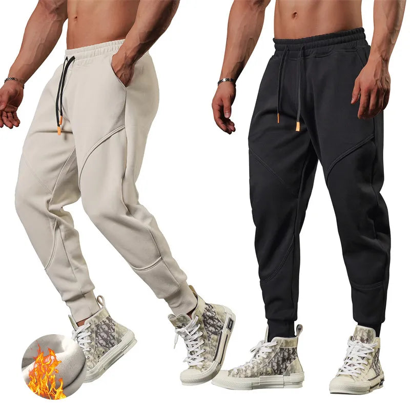 2023 Men's Winter Pants Thick Warm Sweats Thermal Lined Jogger Fleece Pants Big Trouser Male Plus Size Work 3XL black