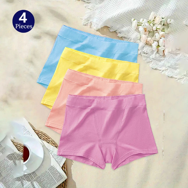 4PCS/Set Women's Panties Seamless Boxers Breathable Lingerie Comfortable Boyshorts Cotton Underwear Sports Underpants S-5XL