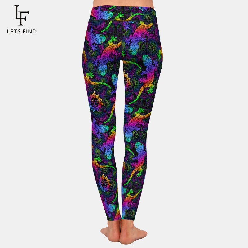 LETSFIND Push Up Women High Waist Fitness Leggings Fashion Colorful Lizard Print Sexy Women Workout Leggings