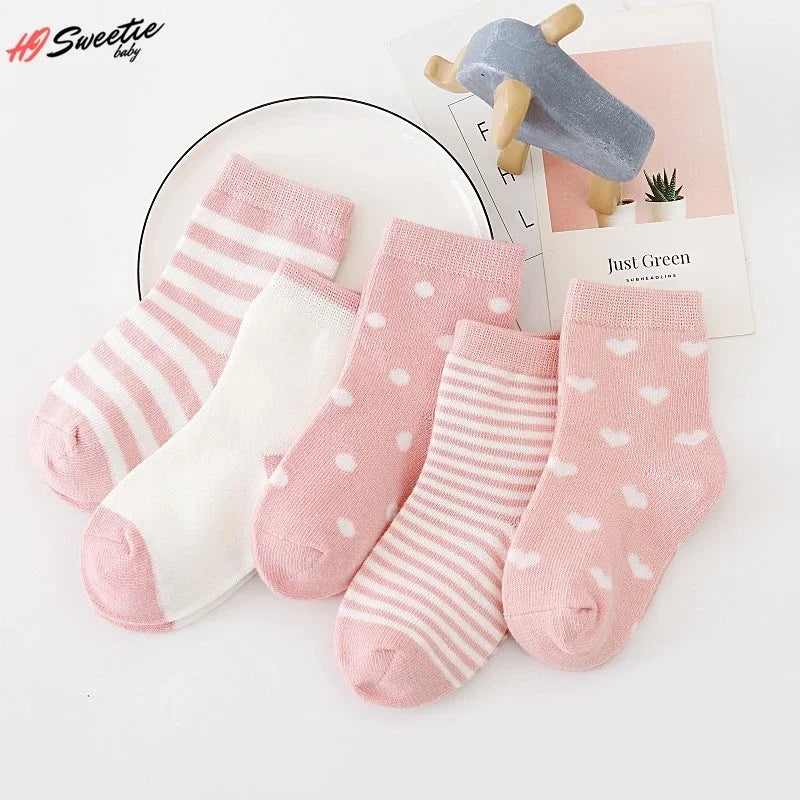 5Pairs Baby Socks Newborn Baby Boy Socks 0-1-3-7Y Kids Pure Cotton Animal Design Fadeless Soft Children's Socks for Girls