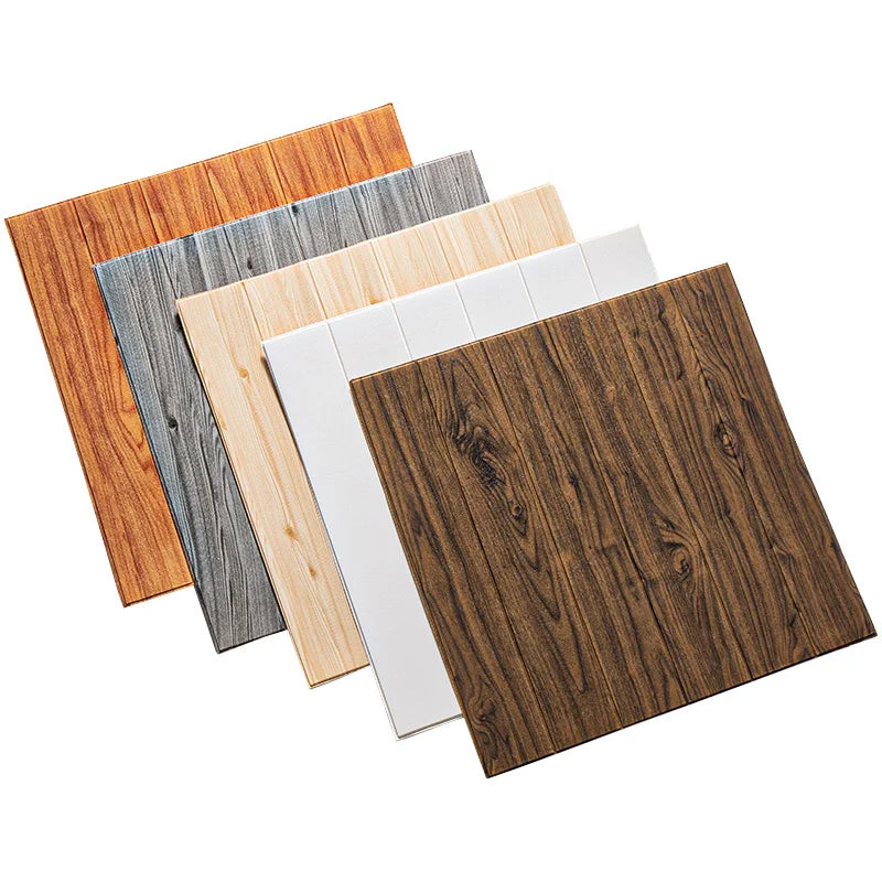 35*35cm 10Pcs 3D Wood Grain Self Adhesive Wall Sticker Waterproof Living Room Kitchen Background Wall Decoration