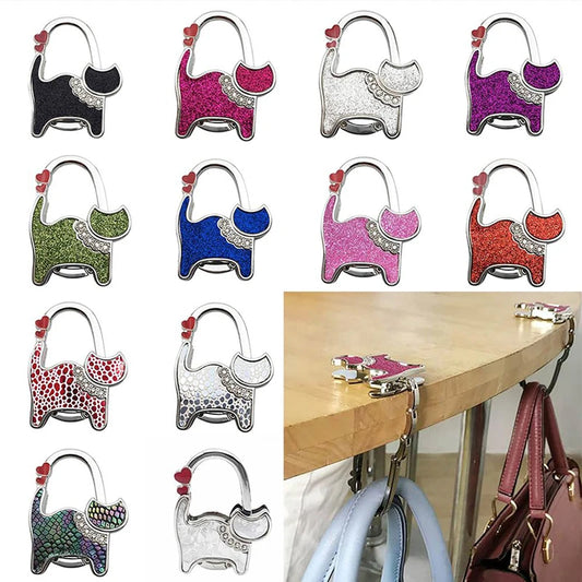 Portable Folding Handbag Hook Holder Purse Hanger Table Edge Hanging Hooks For Handbag Decoration Women Bag Organizer