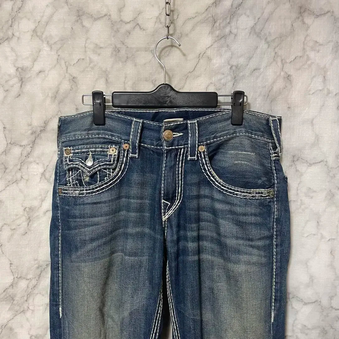 True Religion Denim Micro-flare Pants 90s Retro Street Jeans for Men and Women Harajuku High-waisted Straight Wide-leg Y2k Jeans