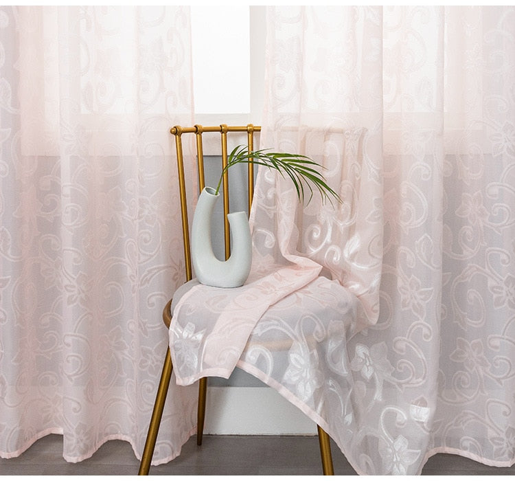 American Style Curtains for Living Dining Room Bedroom Luxury High Popularity Jacquard Modern White Tulle Door Window Curtain