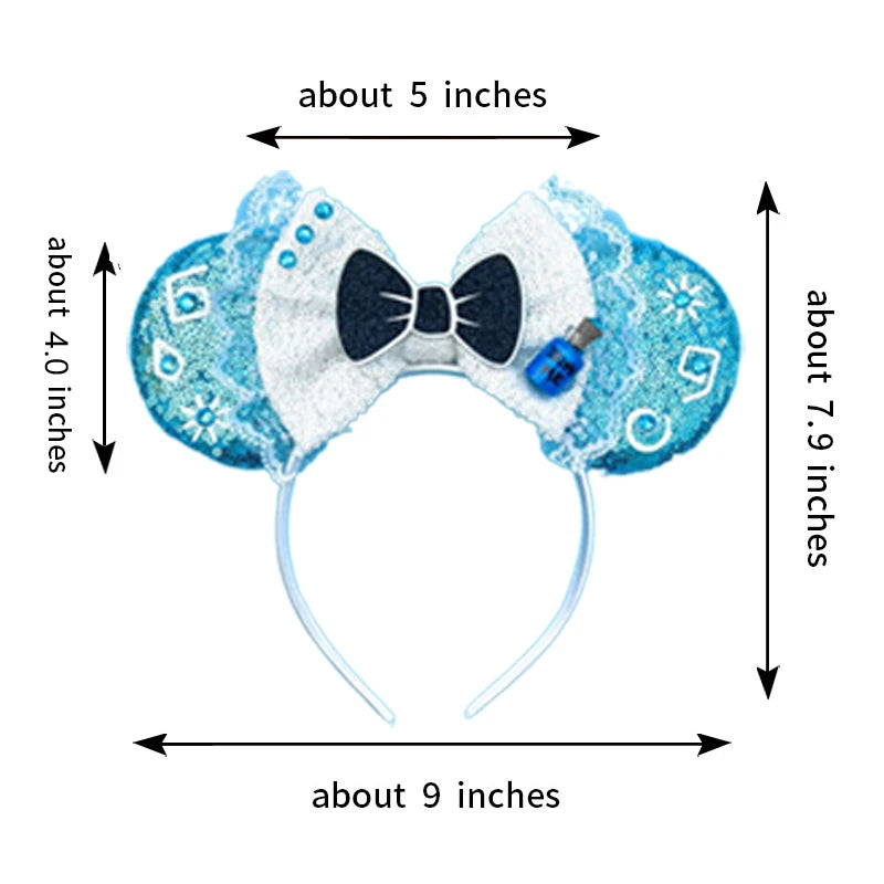 2023 New Mickey Mouse Ear Headband Sequin Bows Girl Adult Kids Halloween Party Cosplay Hair Accessories Princess Hairband