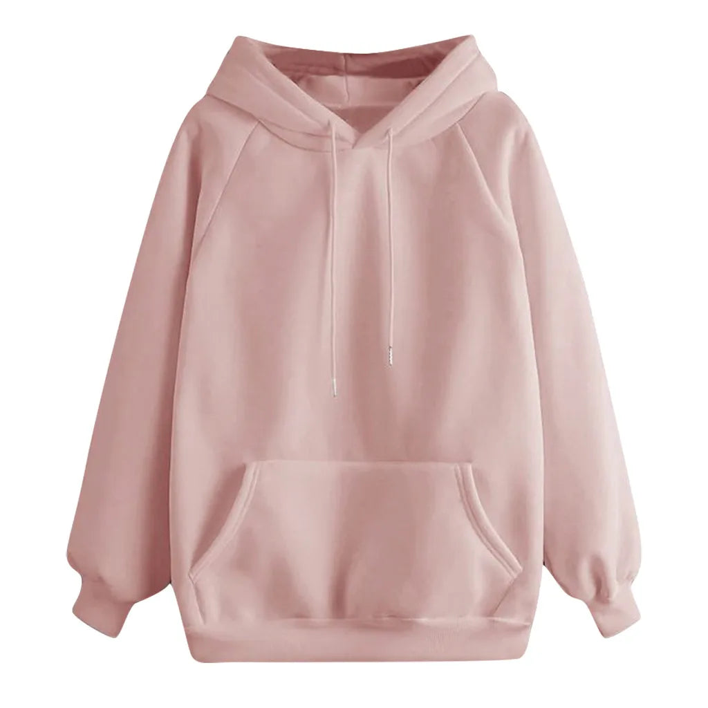 Sweatshirt Color Pullover Casual Hooded Sleeve Pocket Women's Long Solid Women's Coat Extra Long Sweat Shirts Women