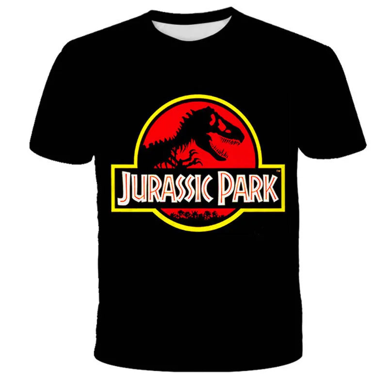 Kids Dinosaur Jurassic Park T-shirt For Boys Summer Children's Clothes Short-sleeved Breathable Cartoon Print Tops Dropshipping