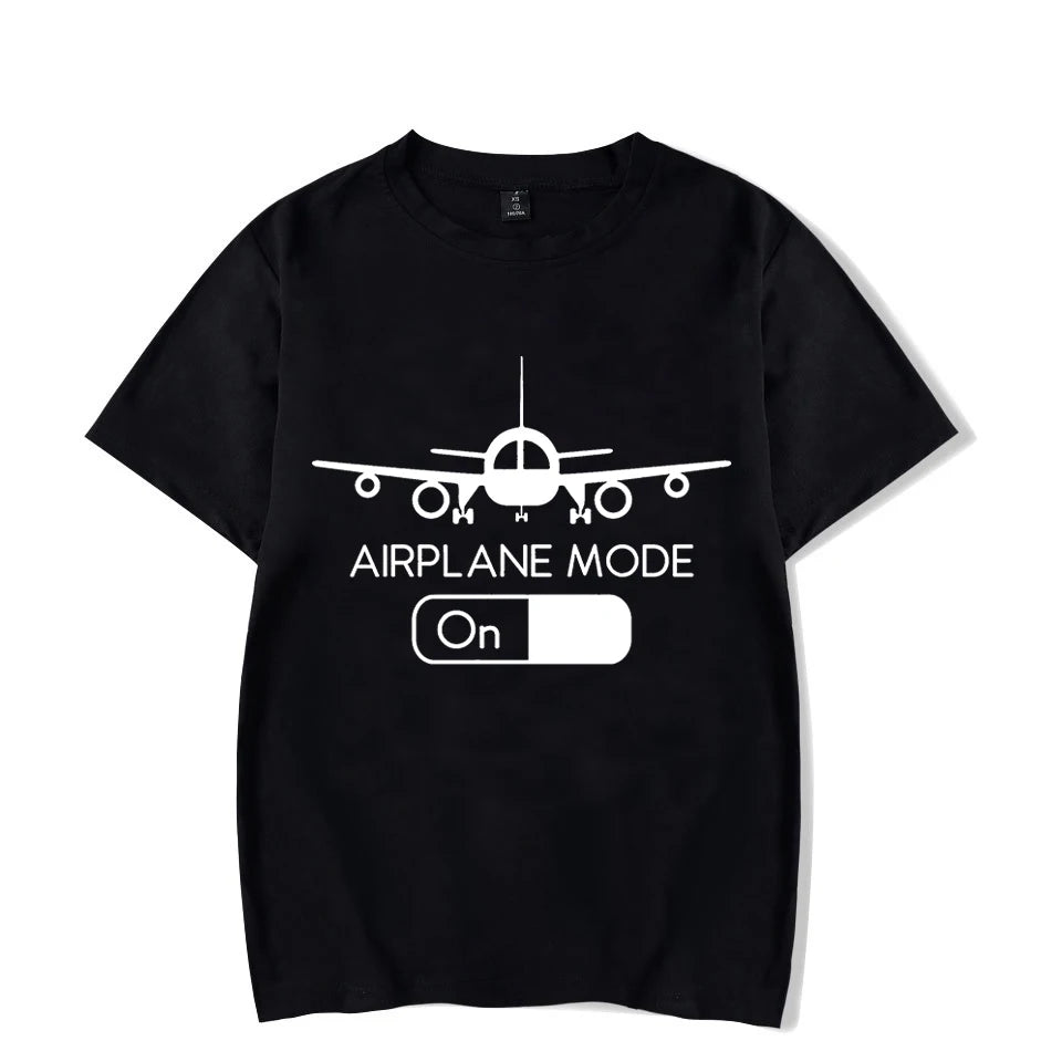 Pilot Flying Airplane Mode T-Shirt Men Summer Harajuku Tshirts Oversized Hip Hop Streetwear Novelty Luminous T Shirts Top Tees