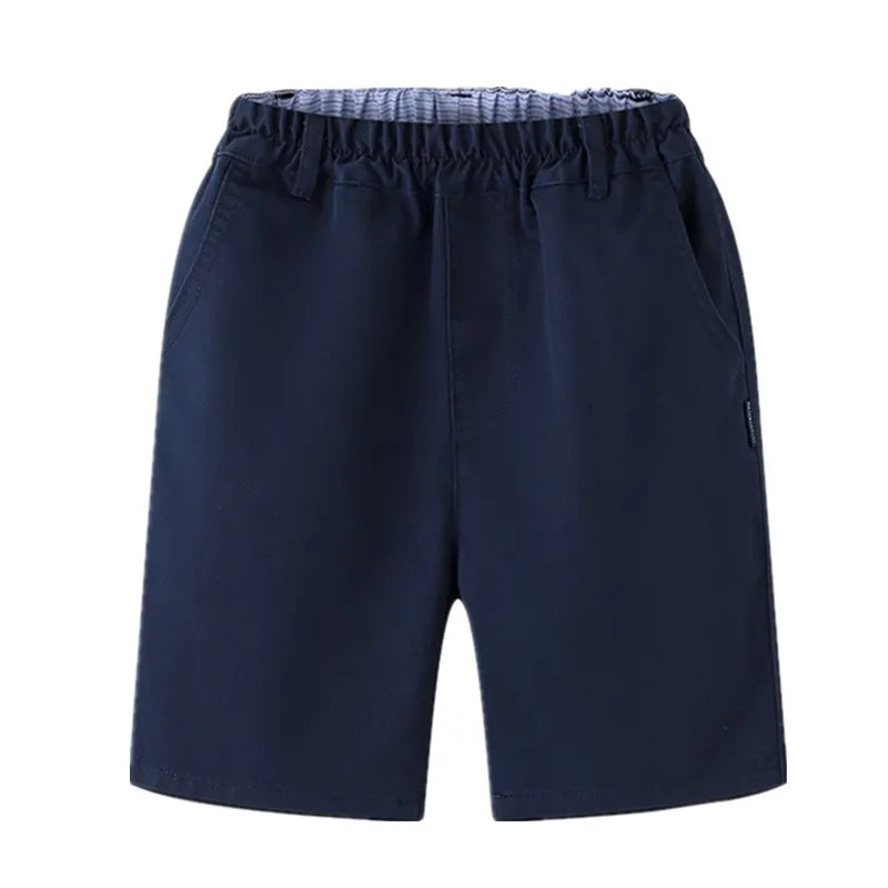 Children's Khaki Shorts Summer Lightweight Style Student Boys' School Uniform Casual Navy Pant For Kids Age 4-16 Years Clothes