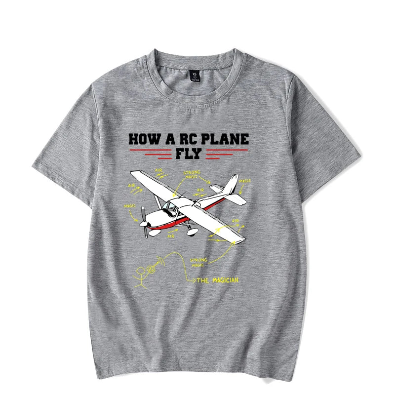 RC Airplane Pilot Vintage T-shirt for Men Clothes Male T-shirts Summer Plus Size Tees Oversized T Shirt Male T-shirts Clothes