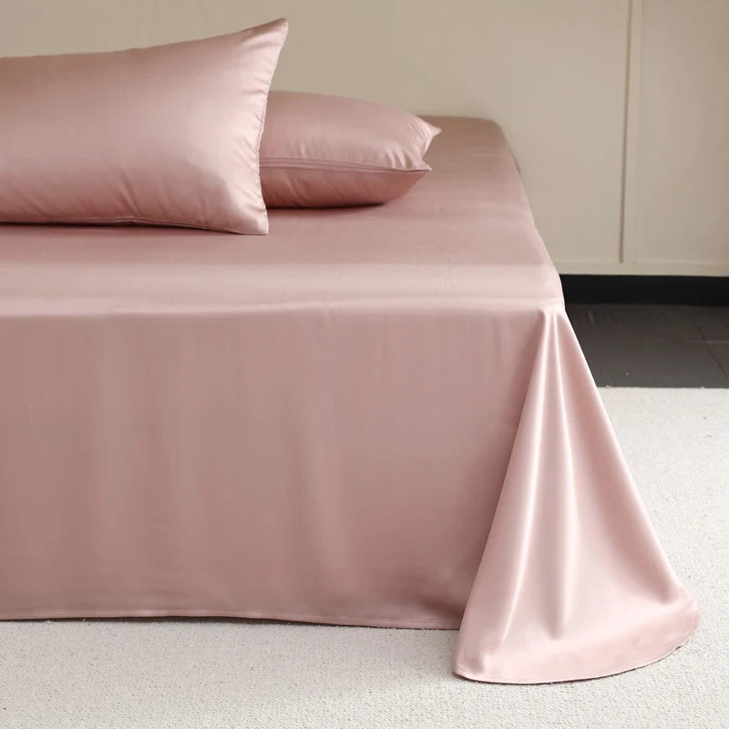 100% Mulberry Silk 4/6pcs Bed Sheet Set, Solid Color Bedding Set, Luxury Silky Fitted Sheet Flat Sheet Pillowcase, Washable Soft