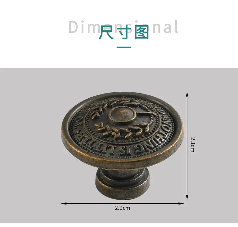 Antique old man head single hole handle zinc alloy bronze retro cabinet wardrobe drawer European simple furniture