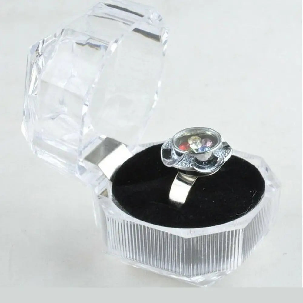 Transparent Crystal Ring Box Portable Earrings Brooch Storage Display Box Jewelry Storage Case