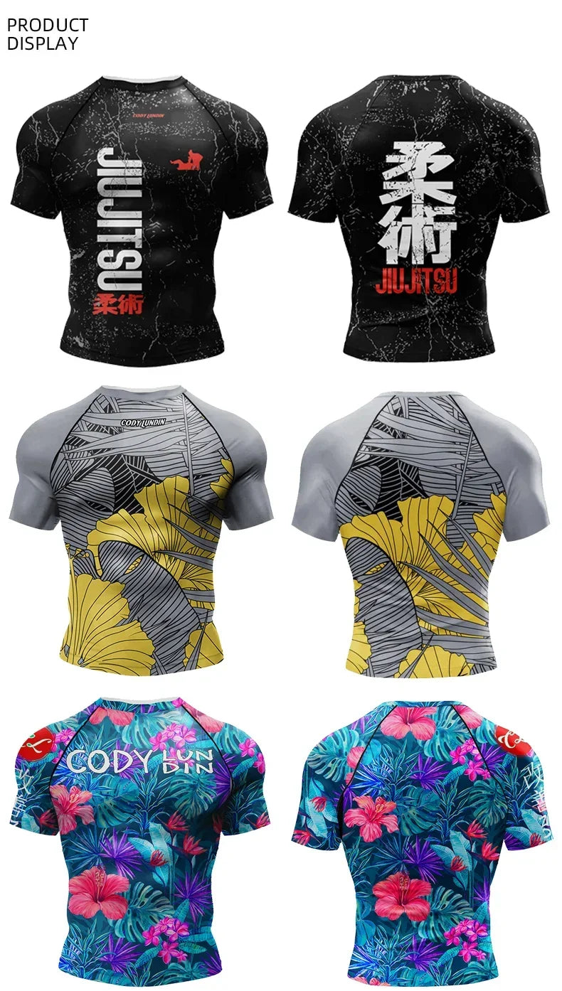 Men's Boxing Set MMA BJJ Jiu Jitsu Rashguard Quick Dry Workout Traning Running Sportswear Sport Fitness Gym Clothing Tracksuit