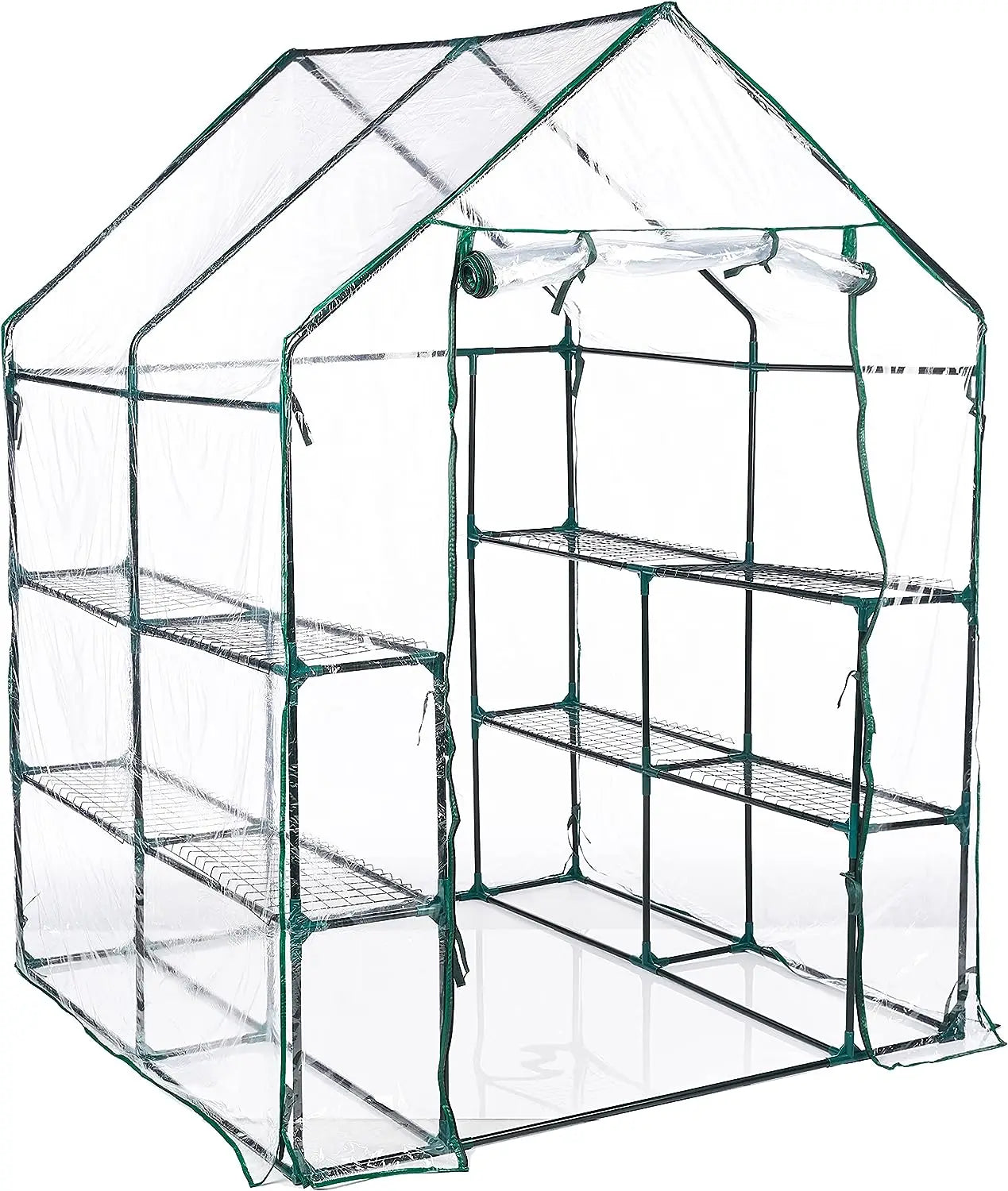 Greenhouse - Walk in Greenhouse with 8 Sturdy Shelves and PVC Cover for Indoor or Outdoor Use  gardening tools and equipment