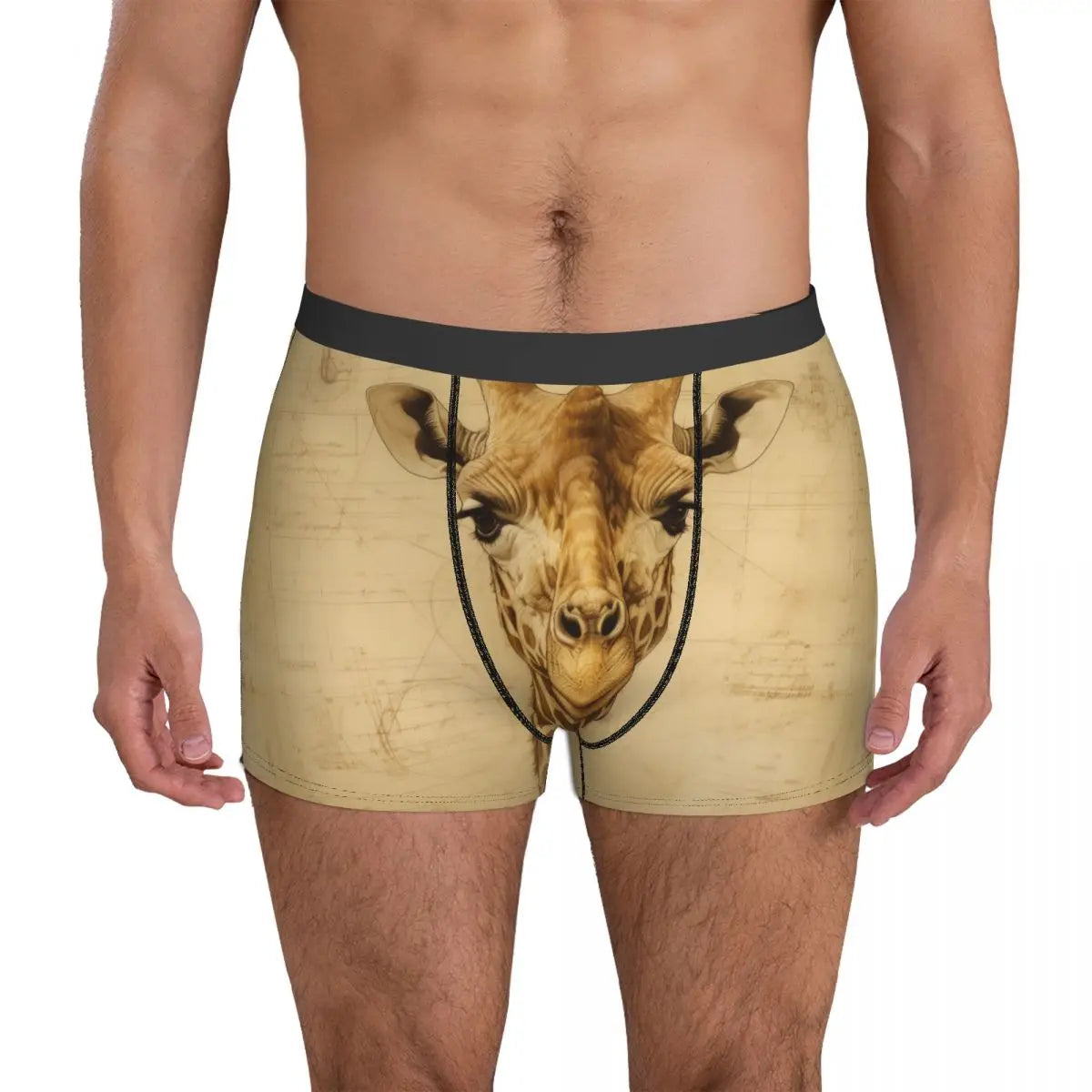 Giraffe Underwear High Detail Schematics Breathable Underpants Custom Boxer Brief Pouch Male Plus Size Boxershorts