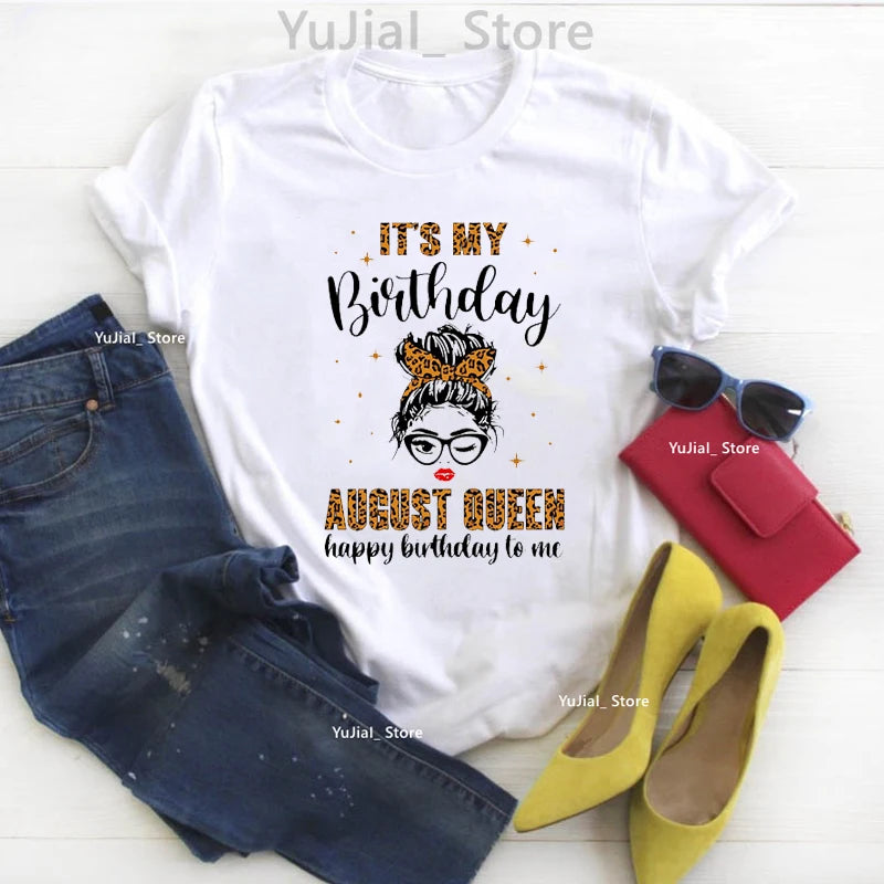 January-December Birthday Graphic Print  Women's t-shirt September Birthday Women Messy Bun It's ,Friend Birthday Gift tshirt to