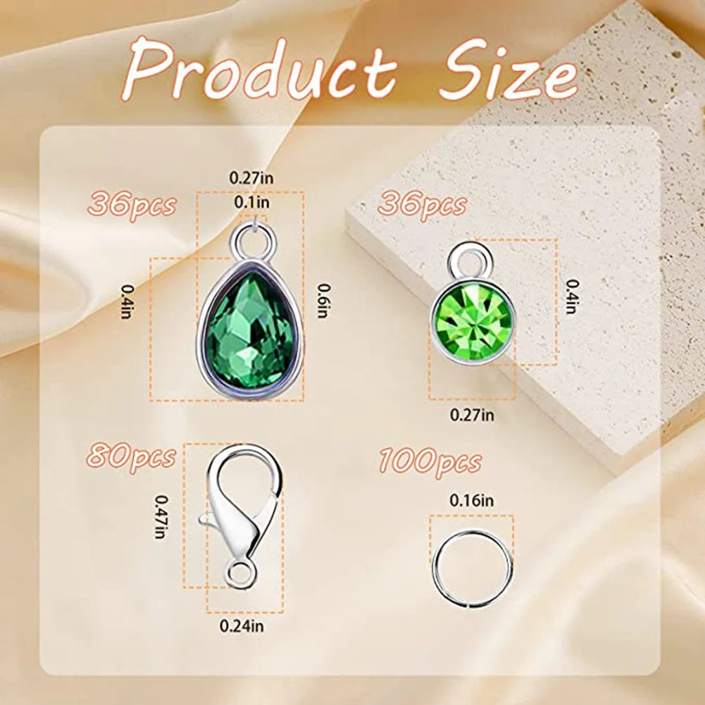 72 Pcs Crystal Birthstone Charms Pendants for Jewelry Making Bracelet Necklace Earring Making Kit for Adults Girls