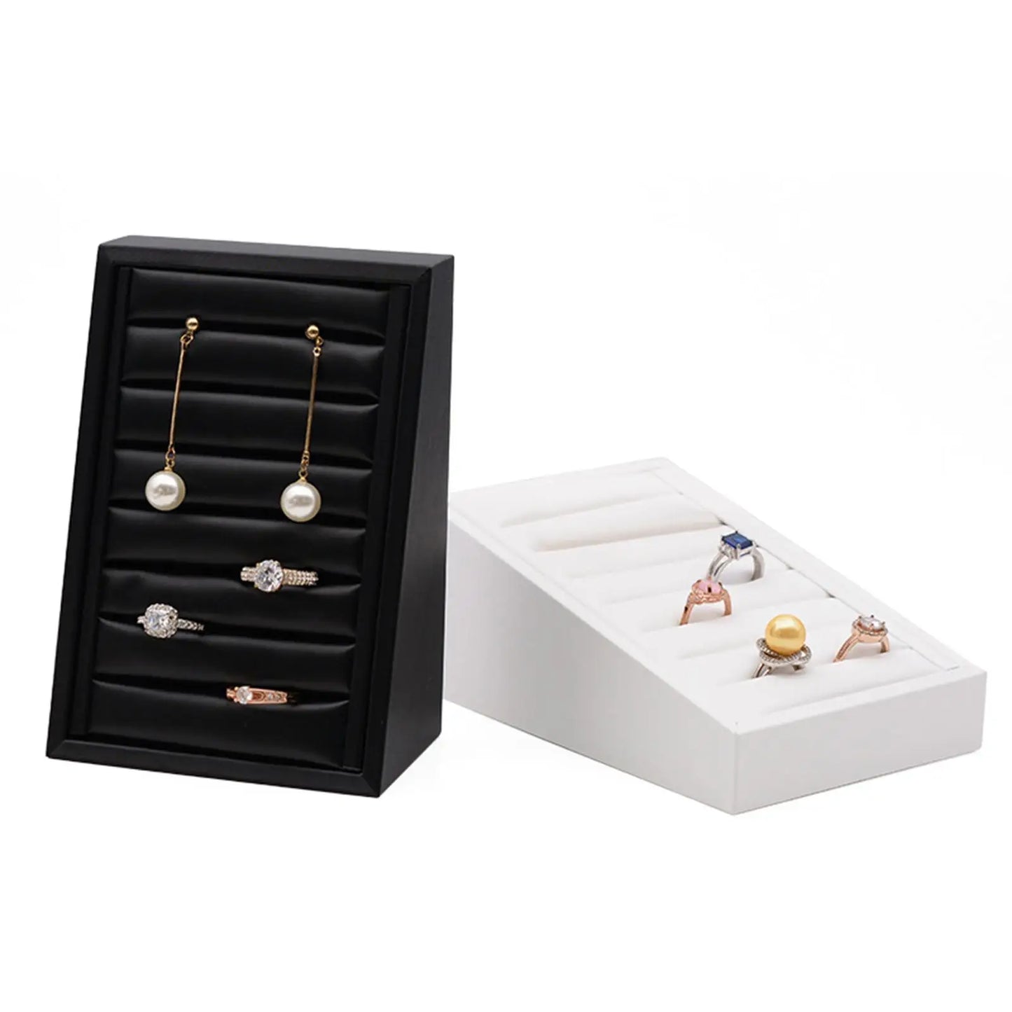 Rings Earrings Tray Storage Box Jewelry Organizer Case Display Holder Convenient Charming Womenfor Rings Trays Countertop Stores