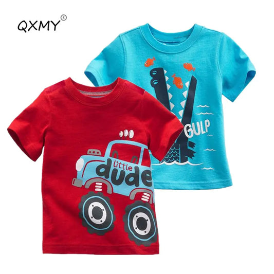 New Baby Boys T Shirt Cotton Car Printed Top Tees For Boy Kids Brand Shirt Tops Children Outwear Baby 2023 Summer Clothing