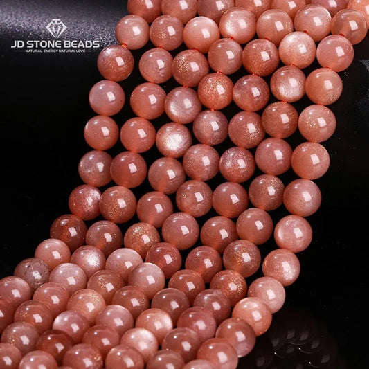 7A Natural Sunstone Beads Round Loose Spacer Smooth Faceted Gemstone 4 6 8 10 12mm For Jewelry Making DIY Bracelets Accessories