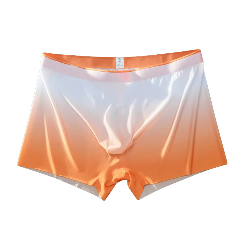 Sexy Men Trunks Gradient Ice Silk Sheer Underwear Underpants Breathable Ultrathin Boxer Briefs U Convex Pouch Knickers Slip Homm