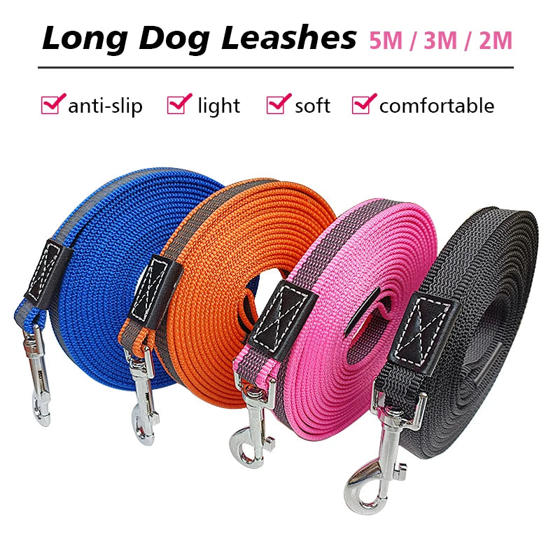 Anti Slip Long Dog Leash 5M 3M 2M Small Large Pet Training Leashes 5 3 2 Meters Puppy Light Lead Rope Strap Black Accessories