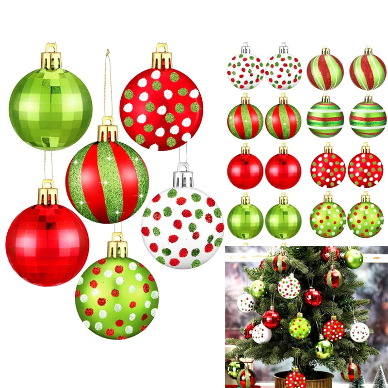 12pcs Electroplating Christmas Balls Elf Balls Color Painting Xmas Tree Hanging Pendants Xmas Ball Ornaments New Year Party Home