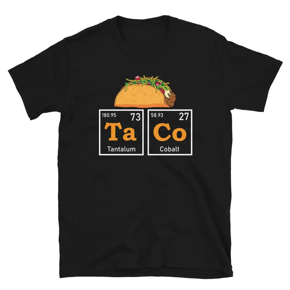 Taco Lover T Shirt Periodic Table of Elements Chemistry Funny Mardi Gras Tacos