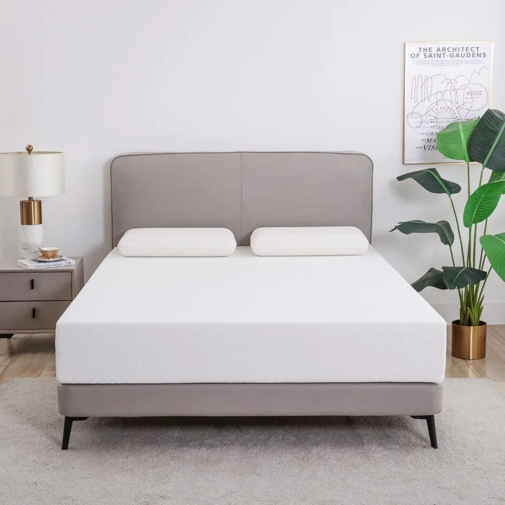 Queen Mattress in a Box 10 Inch Mattresses for Platform Bed Double Size Daybed Green Tea Memory Foam Medium Firm Futon Pad Mat